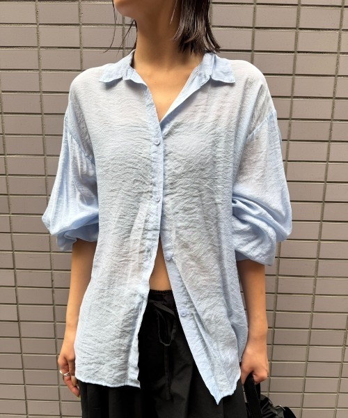 AIC.(エーアイシー)の「シアーポプリンボリュームスリーブシャツ(シャツ/ブラウス・レディース・サックスブルー/ブラック/アイボリー/ピンク/ブラウン・FREE)」の10枚目の写真