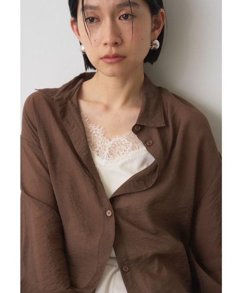 AIC.(エーアイシー)の「シアーポプリンボリュームスリーブシャツ(シャツ/ブラウス・レディース・サックスブルー/ブラック/アイボリー/ピンク/ブラウン・FREE)」の6枚目の写真