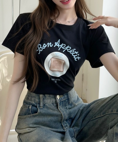 Ada.(エイダ)の「トースト グラフィック レトロ Tシャツ(Tシャツ/カットソー・レディース・ピンク/イエロー/グレー/ブラック/ホワイト・FREE)」の21枚目の写真