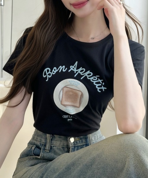Ada.(エイダ)の「トースト グラフィック レトロ Tシャツ(Tシャツ/カットソー・レディース・ピンク/イエロー/グレー/ブラック/ホワイト・FREE)」の19枚目の写真