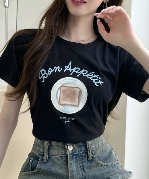 Ada.(エイダ)の「トースト グラフィック レトロ Tシャツ(Tシャツ/カットソー・レディース・ピンク/イエロー/グレー/ブラック/ホワイト・FREE)」の20枚目の写真