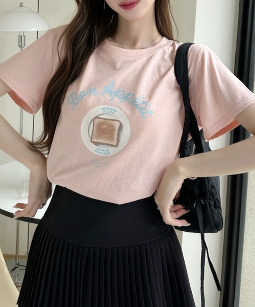 Ada.(エイダ)の「トースト グラフィック レトロ Tシャツ(Tシャツ/カットソー・レディース・ピンク/イエロー/グレー/ブラック/ホワイト・FREE)」の8枚目の写真