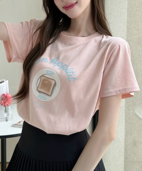 Ada.(エイダ)の「トースト グラフィック レトロ Tシャツ(Tシャツ/カットソー・レディース・ピンク/イエロー/グレー/ブラック/ホワイト・FREE)」の11枚目の写真