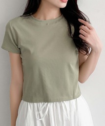 【豊富なカラー展開】抜群の伸縮性 / ショート丈Tシャツ 無地 半袖