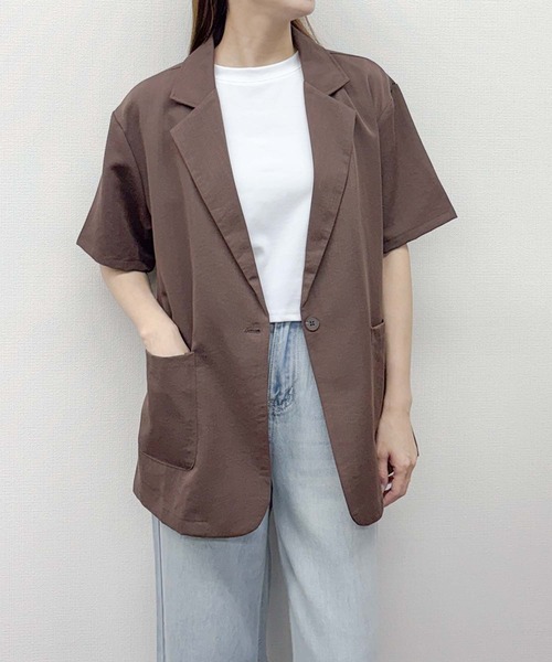 LOWO（ロワ）の「【豊富なカラー展開】抜群の伸縮性 / ショート丈Tシャツ 無地 半袖（Tシャツ/カットソー・レディース・ブラック/ブラウン/カーキ/グリーン/グレー/ベージュ/ターコイズブルー/キャメル/グレイッシュベージュ/ベージュ系その他/ブルー/ホワイト/アイボリー/ボルドー/チャコールグレー/ピンク・FREE）」の22枚目の写真