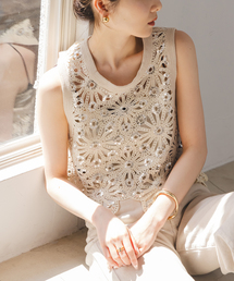 Noble | SUNCOO/サンクー スパンコールレースタンクトップ(タンクトップ)