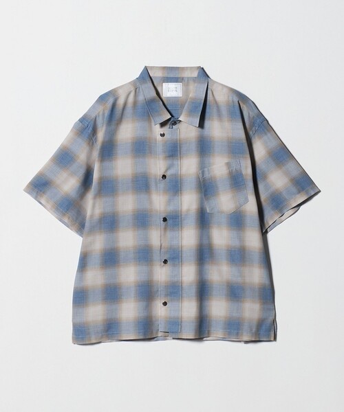 UNITED ARROWS & SONS(ユナイテッドアローズアンドサンズ)の「<UNITED ARROWS & SONS> CHECK SNAP S/SL SHIRT/ショートスリーブシャツ(シャツ/ブラウス・メンズ・ライトブルー/ライトグレー・M/XL/L/S)」の2枚目の写真