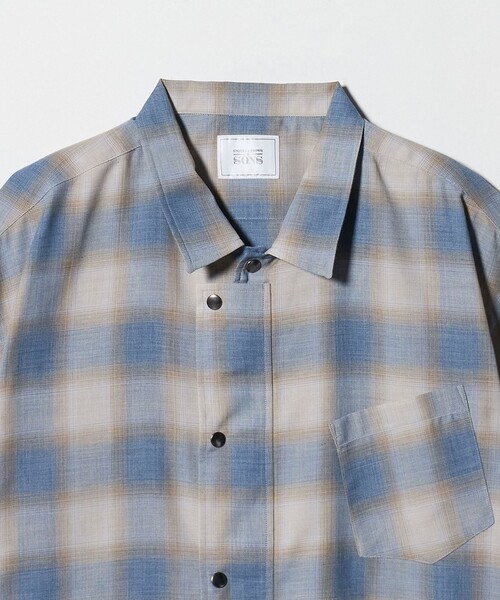 UNITED ARROWS & SONS(ユナイテッドアローズアンドサンズ)の「<UNITED ARROWS & SONS> CHECK SNAP S/SL SHIRT/ショートスリーブシャツ(シャツ/ブラウス・メンズ・ライトブルー/ライトグレー・M/XL/L/S)」の9枚目の写真