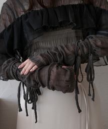 ribbon long sleeve sheer tops / リボンロングスリーブシアートップス