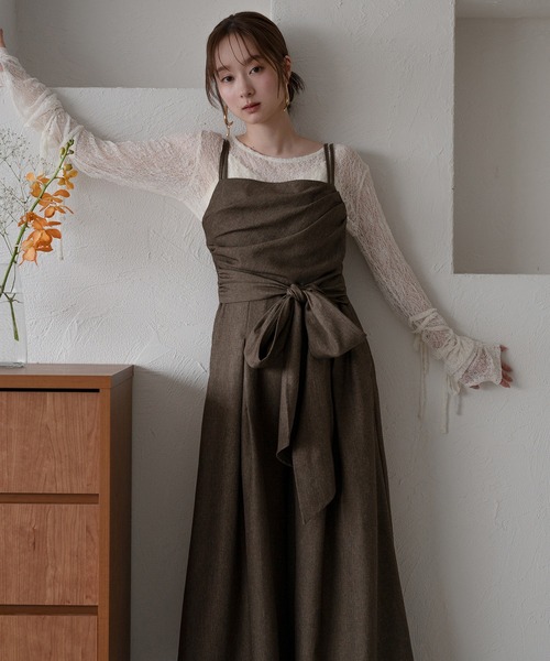 mideal（マイディール）の「ribbon long sleeve sheer tops / リボンロングスリーブシアートップス（Tシャツ/カットソー・レディース・ネイビー/ピンク/チャコールグレー/アイボリー・FREE）」の20枚目の写真