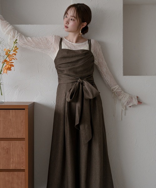 mideal（マイディール）の「ribbon long sleeve sheer tops / リボンロングスリーブシアートップス（Tシャツ/カットソー・レディース・ネイビー/ピンク/チャコールグレー/アイボリー・FREE）」の21枚目の写真