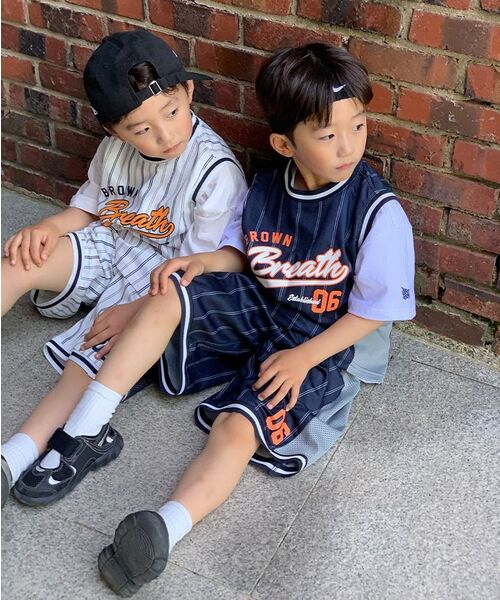 BROWNBREATH KIDS(ブラウンブレスキッズ)の「KIDS STRIPE MESH SHORTS - NAVY(その他パンツ・レディース・その他・110/120/130/140/150)」の4枚目の写真