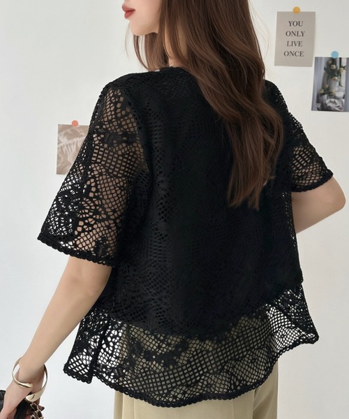 Eclat one(エクラワン)の「【美シルエット】ノーカラーペプラムレーストップス(その他トップス・レディース・ホワイト/アイボリー/ブラック・FREE)」の21枚目の写真