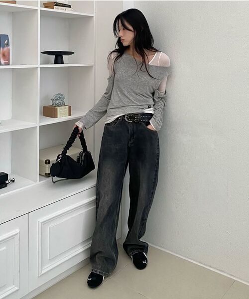 RAIMENT（レイメント）の「今シーズン サンドウォッシング ワイドデニムパンツ_黒青（デニムパンツ・メンズ・その他・SMALL/LARGE/X-LARGE/MEDIUM）」の9枚目の写真