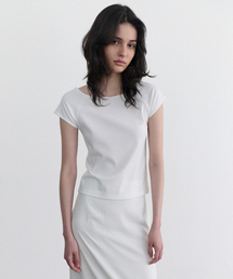 Pebble lace scoop tee (white)