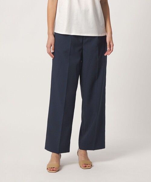 A DAY IN THE LIFE UNITED ARROWS（アデイインザライフユナイテッドアローズ）の「サッカー タックワイドパンツ ‐セットアップ対応・マシンウォッシャブル‐＜A DAY IN THE LIFE＞（その他パンツ・レディース・ベージュ/ネイビー/ブラック・38/36）」の3枚目の写真