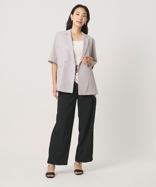 A DAY IN THE LIFE UNITED ARROWS（アデイインザライフユナイテッドアローズ）の「サッカー タックワイドパンツ ‐セットアップ対応・マシンウォッシャブル‐＜A DAY IN THE LIFE＞（その他パンツ・レディース・ベージュ/ネイビー/ブラック・38/36）」の8枚目の写真