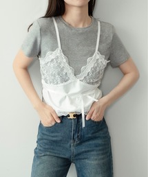 【on:nue】[着用動画あり！] レースキャミドッキングＴシャツ