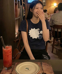 XTONZ（エクストーンズ）の「XTT164 スプリンクルアプリケTシャツ (ネイビー)（Tシャツ/カットソー）」