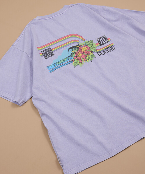 Ocean Pacific(オーシャンパシフィック)の「Ocean Pacific/オーシャンパシフィック FREAK'S STORE for BEACH & FES 別注 HERITAGE TEE RAINBOW/ヘリテージTシャツ レインボー(Tシャツ/カットソー・メンズ・ナチュラル/ブラック/パープル・MEDIUM/LARGE)」の3枚目の写真