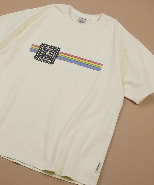 Ocean Pacific(オーシャンパシフィック)の「Ocean Pacific/オーシャンパシフィック FREAK'S STORE for BEACH & FES 別注 HERITAGE TEE RAINBOW/ヘリテージTシャツ レインボー(Tシャツ/カットソー・メンズ・ナチュラル/ブラック/パープル・MEDIUM/LARGE)」の15枚目の写真