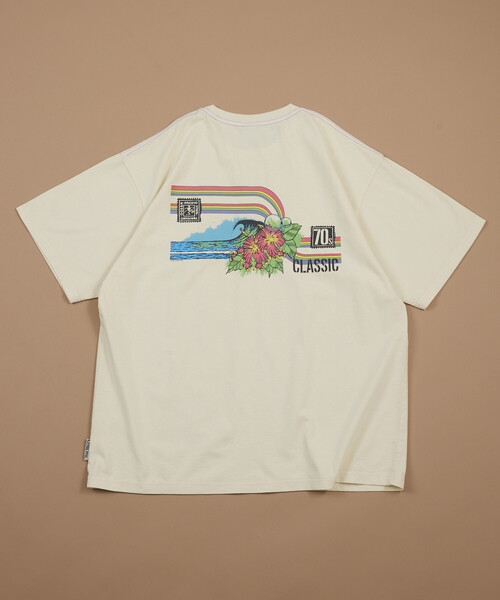 Ocean Pacific(オーシャンパシフィック)の「Ocean Pacific/オーシャンパシフィック FREAK'S STORE for BEACH & FES 別注 HERITAGE TEE RAINBOW/ヘリテージTシャツ レインボー(Tシャツ/カットソー・メンズ・ナチュラル/ブラック/パープル・MEDIUM/LARGE)」の14枚目の写真