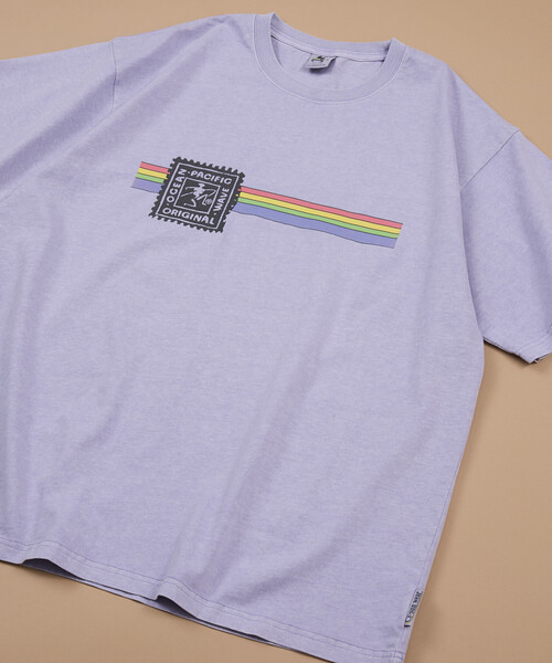 Ocean Pacific(オーシャンパシフィック)の「Ocean Pacific/オーシャンパシフィック FREAK'S STORE for BEACH & FES 別注 HERITAGE TEE RAINBOW/ヘリテージTシャツ レインボー(Tシャツ/カットソー・メンズ・ナチュラル/ブラック/パープル・MEDIUM/LARGE)」の8枚目の写真