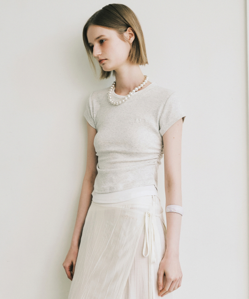 NICK&NICOLE(ニックアンドニコール)の「LAYERED SHIRRING SLIM TOP_MELANGE(Tシャツ/カットソー・レディース・その他・FREE)」の2枚目の写真
