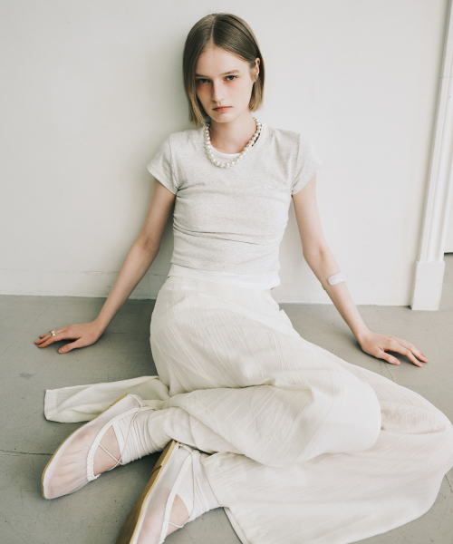 NICK&NICOLE(ニックアンドニコール)の「LAYERED SHIRRING SLIM TOP_MELANGE(Tシャツ/カットソー・レディース・その他・FREE)」の3枚目の写真