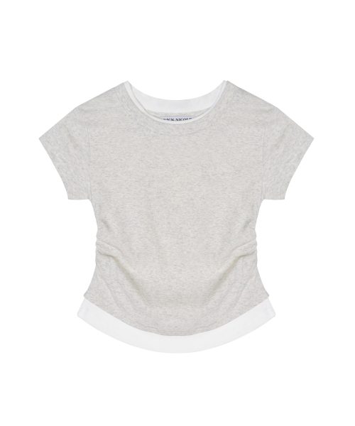 NICK&NICOLE(ニックアンドニコール)の「LAYERED SHIRRING SLIM TOP_MELANGE(Tシャツ/カットソー・レディース・その他・FREE)」の4枚目の写真