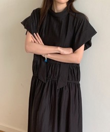 YUGA_YGMC Korean-style Ribbon tie tiered dress