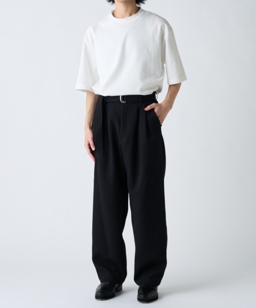 Lui's（ルイス）の「ベルテッドダブルクロス2タックパンツ（スラックス・メンズ・チャコールグレー/ブラック・S/M）」の4枚目の写真