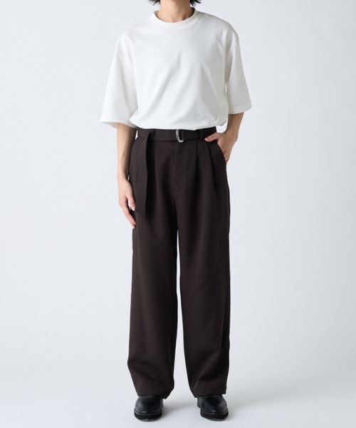 Lui's（ルイス）の「ベルテッドダブルクロス2タックパンツ（スラックス・メンズ・チャコールグレー/ブラック・S/M）」の5枚目の写真