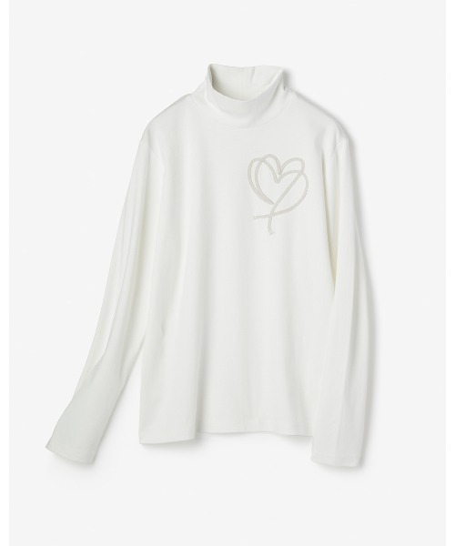DoCLASSE( ドゥクラッセ)の「超長綿ハイネック/コード刺繍(Tシャツ/カットソー・レディース・ライトグレー/ネイビー/オフホワイト/グレイッシュブルー/コーラル・LL/3L/S/M/L)」の6枚目の写真