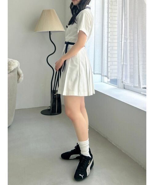 dazzlin（ダズリン）の「ポロライクプリーツミニワンピース（ワンピース・レディース・オフホワイト/ネイビー・MEDIUM/SMALL）」の12枚目の写真