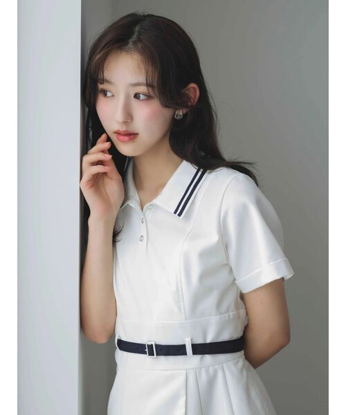 dazzlin（ダズリン）の「ポロライクプリーツミニワンピース（ワンピース・レディース・オフホワイト/ネイビー・MEDIUM/SMALL）」の19枚目の写真