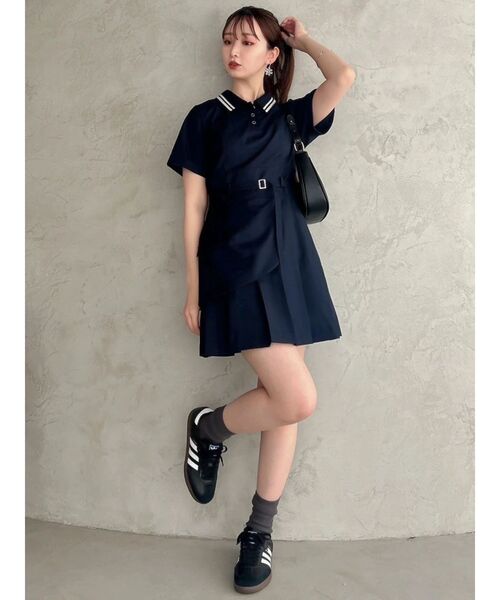 dazzlin（ダズリン）の「ポロライクプリーツミニワンピース（ワンピース・レディース・オフホワイト/ネイビー・MEDIUM/SMALL）」の20枚目の写真