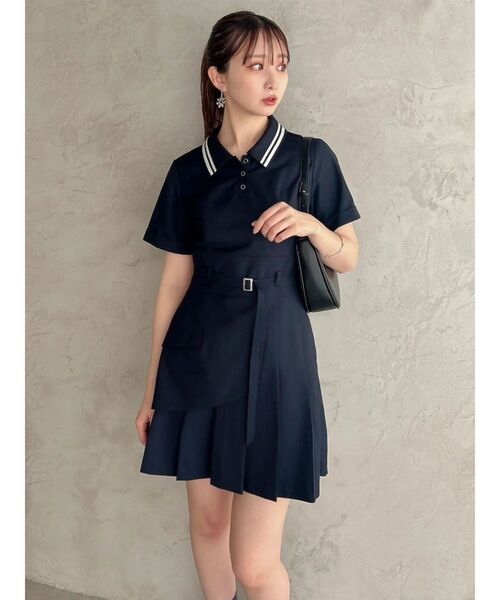 dazzlin（ダズリン）の「ポロライクプリーツミニワンピース（ワンピース・レディース・オフホワイト/ネイビー・MEDIUM/SMALL）」の22枚目の写真