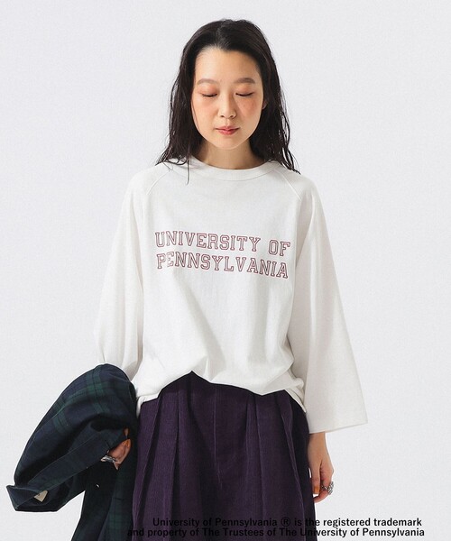 GOOD ROCK SPEED（グッドロックスピード）の「【別注】GOOD ROCK SPEED / カレッジ ラグラン Tシャツ（Tシャツ/カットソー・レディース・ホワイト/ネイビー・ONE SIZE）」の6枚目の写真