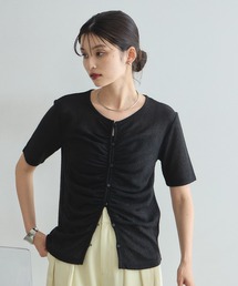 ギャザー半袖ニットソー