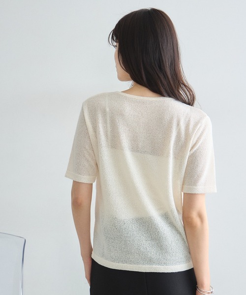 &. NOSTALGIA(アンドドットノスタルジア)の「ギャザー半袖ニットソー(Tシャツ/カットソー・レディース・ブラック/アイボリー・FREE)」の7枚目の写真
