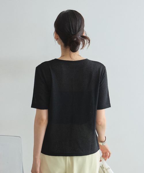 &. NOSTALGIA(アンドドットノスタルジア)の「ギャザー半袖ニットソー(Tシャツ/カットソー・レディース・ブラック/アイボリー・FREE)」の9枚目の写真