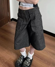 レオパード柄デニムハーフパンツ