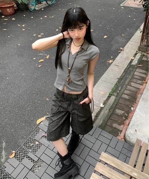 ViViDAY（ビビデー）の「レオパード柄デニムハーフパンツ（デニムパンツ・レディース・ダークブラウン・S/M/L）」の10枚目の写真