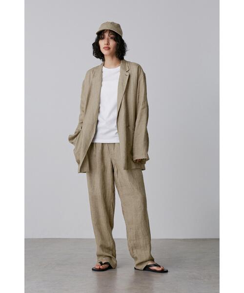YLEVE(イレーヴ)の「YLEVE / LINEN POPLIN TROUSERS(その他パンツ・レディース・ネイビー/カーキ・1/2)」の1枚目の写真