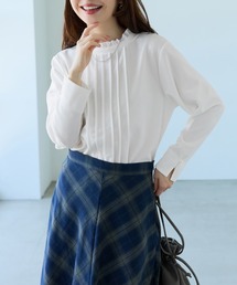 きれい見えジョーゼットフリル衿Ｔブラウス