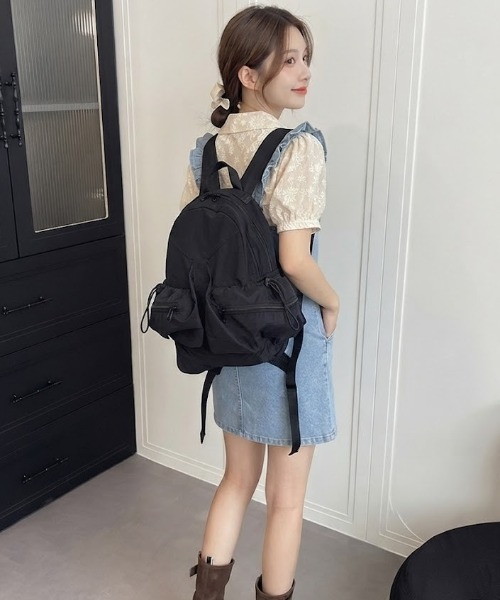 WEGO(ウィゴー)の「多機能!マルチポケットカラーバックパック/リュック(バックパック/リュック・レディース・グレー/カーキ/ブラック/アイボリー/パープル・FREE)」の16枚目の写真