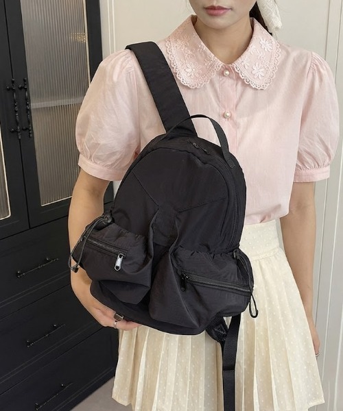 WEGO(ウィゴー)の「多機能!マルチポケットカラーバックパック/リュック(バックパック/リュック・レディース・グレー/カーキ/ブラック/アイボリー/パープル・FREE)」の19枚目の写真