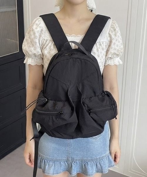WEGO(ウィゴー)の「多機能!マルチポケットカラーバックパック/リュック(バックパック/リュック・レディース・グレー/カーキ/ブラック/アイボリー/パープル・FREE)」の10枚目の写真