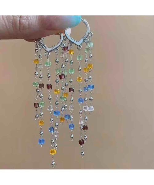 tone(トーン)の「【88eighty-eight】カラフルビーズチェーンじゃらじゃらリングピアス【import】(MA)(ピアス(両耳用)・レディース・その他・FREE)」の2枚目の写真